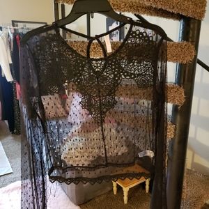 Long Sleeve Sheer Lace Blouse
